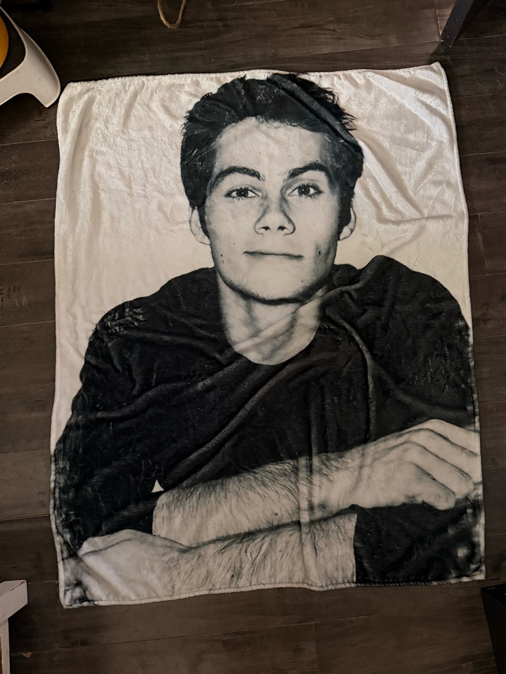 Black & White Dylan O’Brien Portrait Plush Throw Blanket